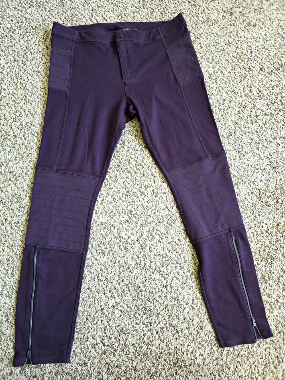 Athleta Women's Yoga Activewear Ankle Zip Pull-On Stretch Pants Purple 14